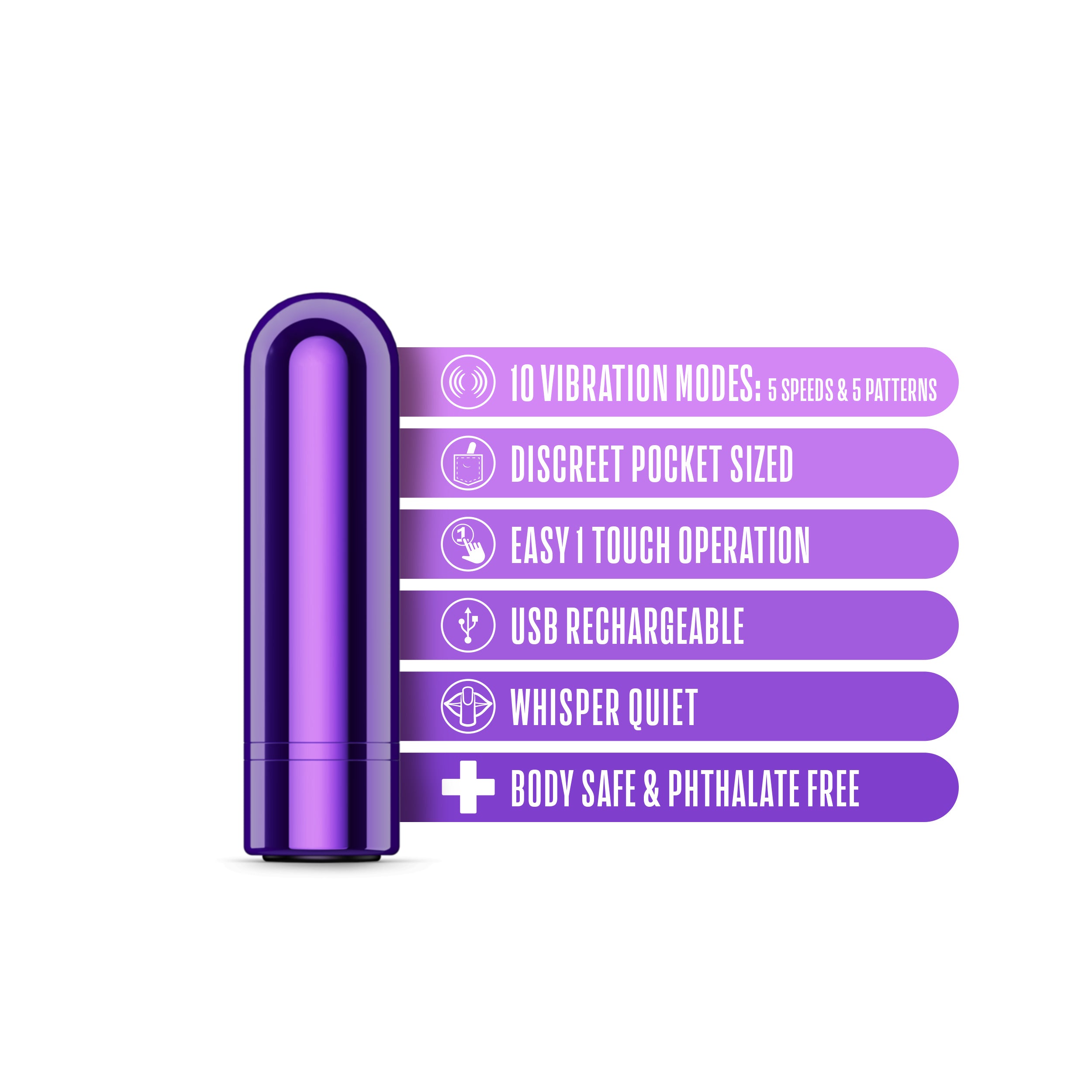 Kool Vibes By Blush® | Discreet & Travel-Friendly Mini Bullet Vibrator - 10 Vibration Modes Clitoral