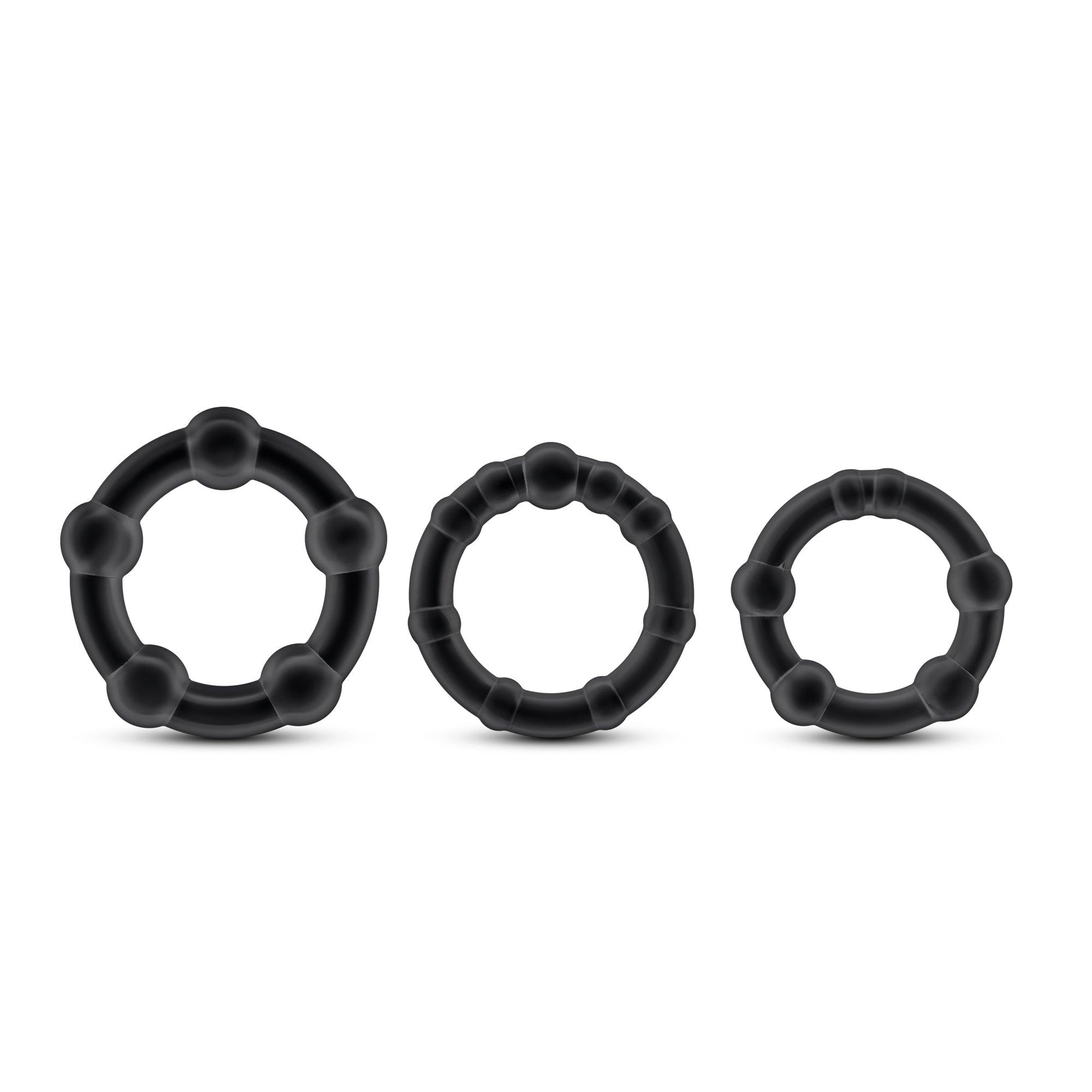 Stay Hard - Beaded Cock Rings - Black - PURE ENVY, LLC®