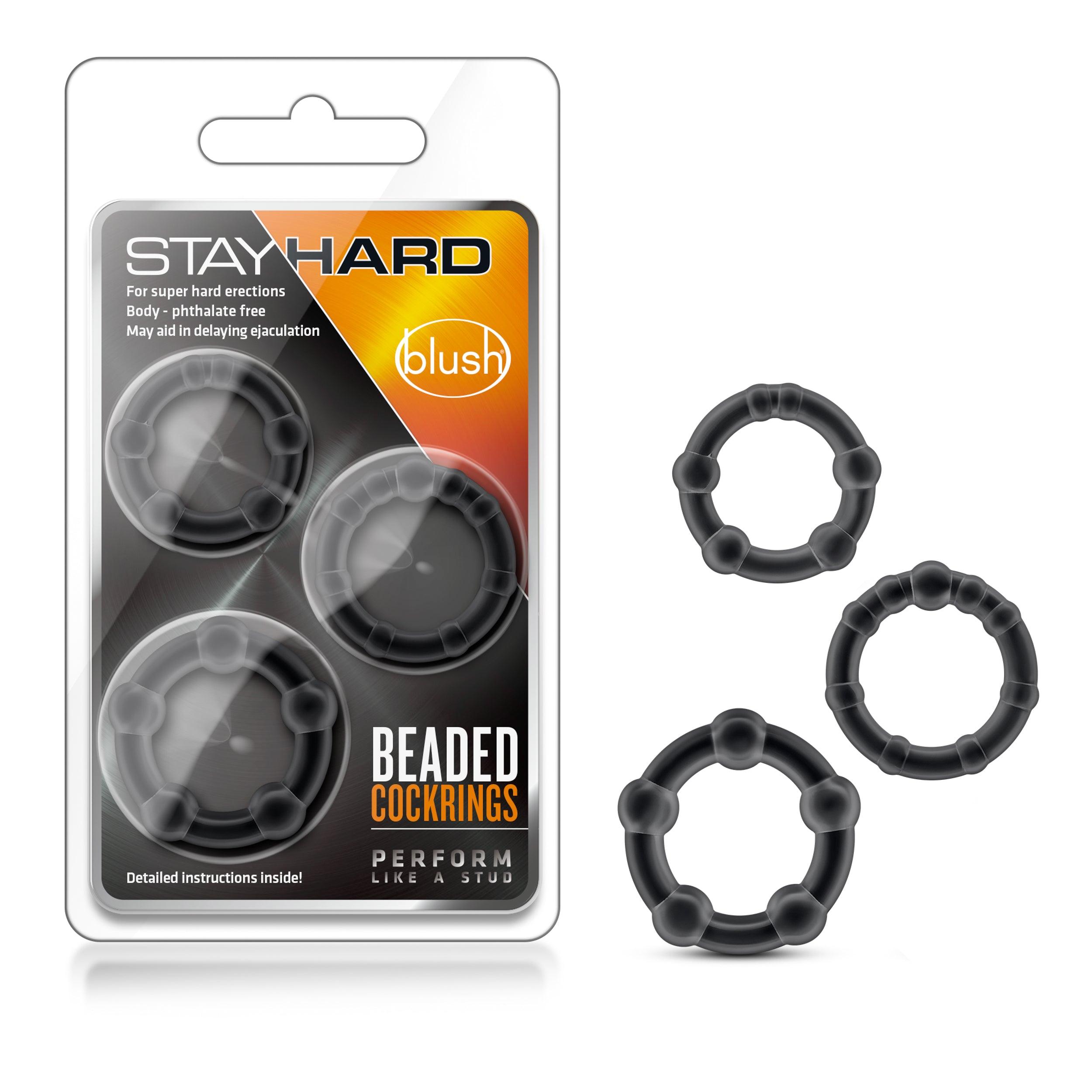 Stay Hard - Beaded Cock Rings - Black - PURE ENVY, LLC®